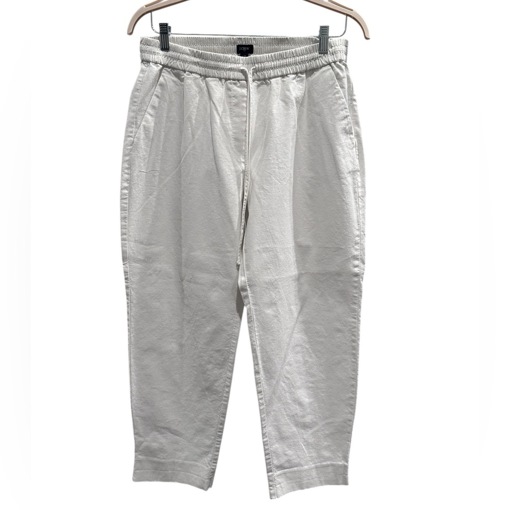 J. Crew White Linen Cotton Drawstring Pants Size 12